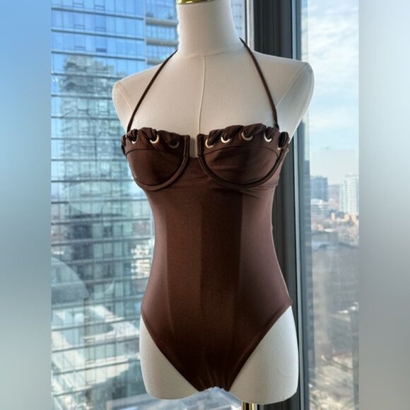 🆕 ZIMMERMANN 🧿 NWOT Devi Balconette Eyelet 1PC Bathing Suit, Sz 0 US 2 - 4 - Picture 3 of 16